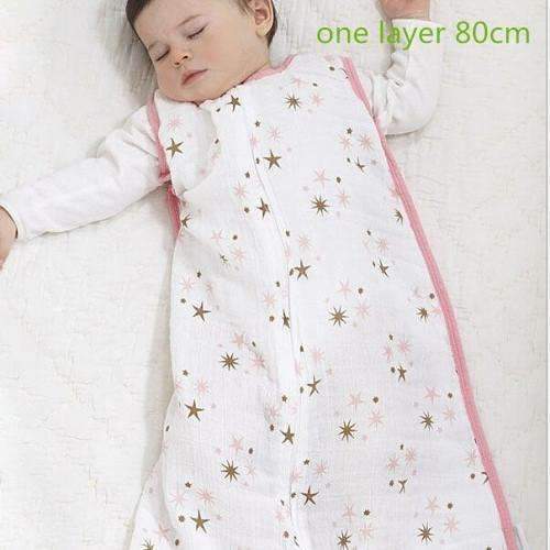 Baby Sleeping Bag SleepSack Muslin Blanket Thin Soft Vest Type Cotton Gauze Newborn Baby Tracksuit Sleepwear 83CM&90CM-Red Star M-JadeMoghul Inc.