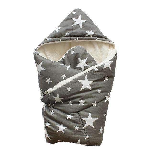 Baby Swaddle 90*90cm Baby Blanket Thick Warm Berber Fleece Envelopes For Newborns Infant Wrap Baby Bedding Sleeping-Grey star-JadeMoghul Inc.