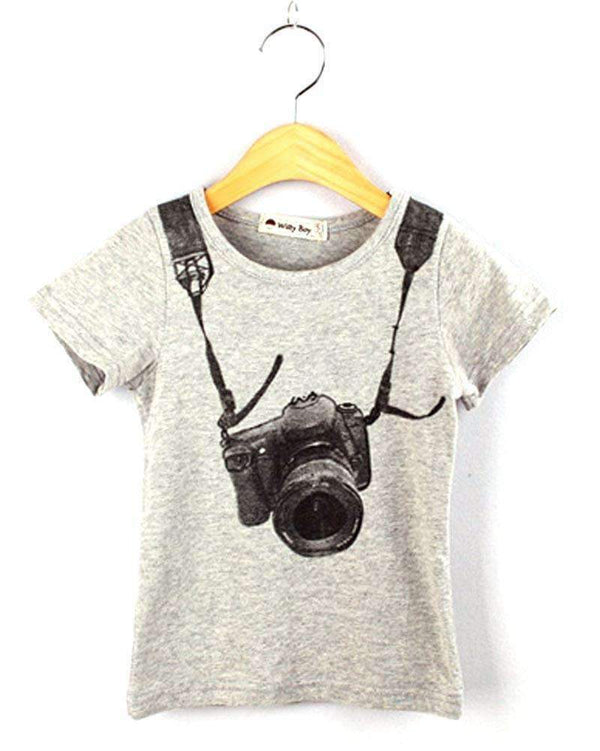 Baby Toddler Baby Boys Summer Casual Camera Print Short Sleeve T-Shirt Tops-Grey-3T-JadeMoghul Inc.