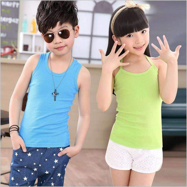 Baby Tops Children Vest Boys Girls Summer T Shirts Sleeveless Tank Camisoles 2016 Solid Toddler Tees T-Shirt Size 90-160 Summer-B Black-2T-JadeMoghul Inc.