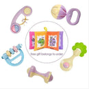 Baby Toys 5PCS Plastic Hand Jingle Shaking Bell+Kidsbele Infant Soft Books Newborn Baby Toys 0-12 Mnoths Teether Rattles Toys--JadeMoghul Inc.