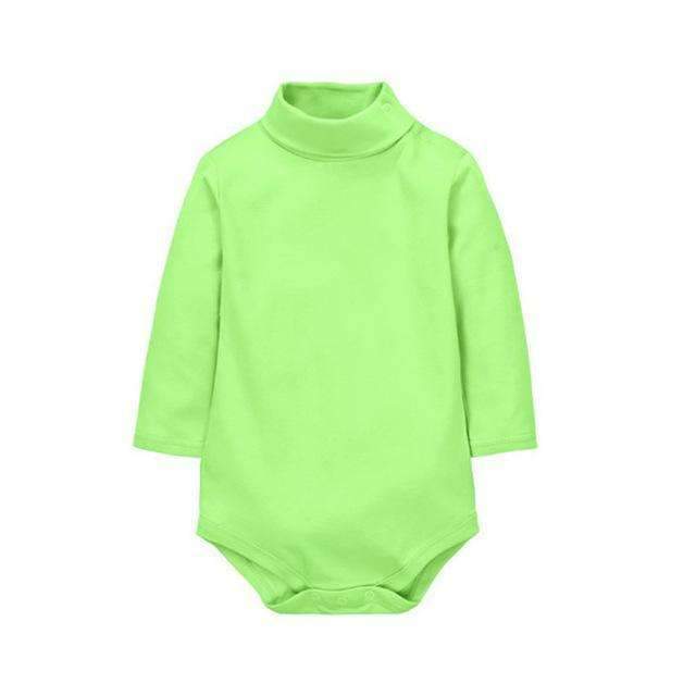 Baby Turtle Neck Soft Cotton Solid Color Bodysuit-Green-6M-JadeMoghul Inc.