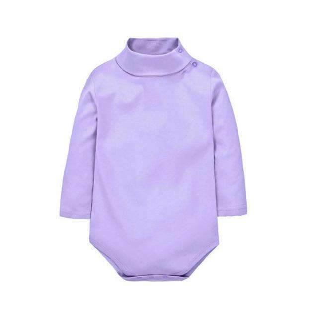 Baby Turtle Neck Soft Cotton Solid Color Bodysuit-Lavender-6M-JadeMoghul Inc.