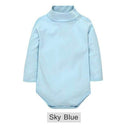 Baby Turtle Neck Soft Cotton Solid Color Bodysuit-Sky Blue-6M-JadeMoghul Inc.