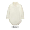 Baby Turtle Neck Soft Cotton Solid Color Bodysuit-White-6M-JadeMoghul Inc.