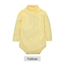 Baby Turtle Neck Soft Cotton Solid Color Bodysuit-Yellow-6M-JadeMoghul Inc.