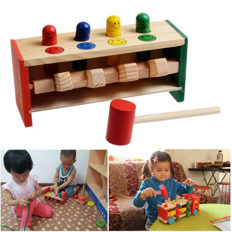 Baby Wooden Hammer Toys +Stick Hammer Box Toddlers Educational Puzzle Toys for Children Wooden Game Hammering Bench Kids Toys--JadeMoghul Inc.