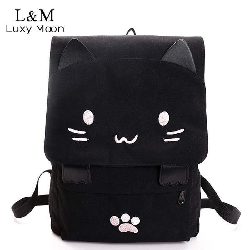 Cute Cat Backpack - Embroidery Backpacks - Girls School Bag