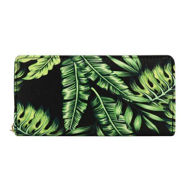 Badiya Women's Flamingo Floral Print Fashion Long Purse Large Capacity Clutch Phone Bag PU Leather Ladies Card Holder Wallets-Green 1-JadeMoghul Inc.