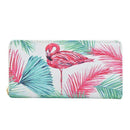 Badiya Women's Flamingo Floral Print Fashion Long Purse Large Capacity Clutch Phone Bag PU Leather Ladies Card Holder Wallets-Green-JadeMoghul Inc.