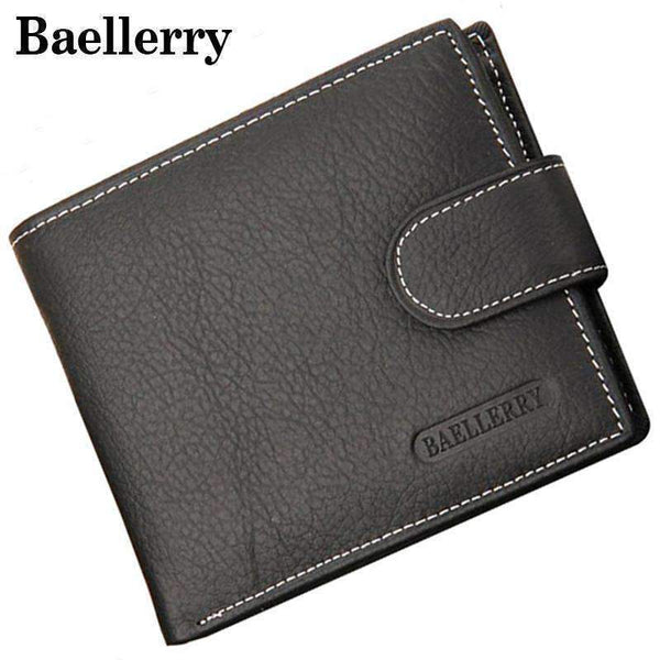 Baellerry Genuine Leather Men Wallets Purse Money Bag Fashion Male Wallet Card Holder Coin Purse Wallet Men MWS023-Black-JadeMoghul Inc.