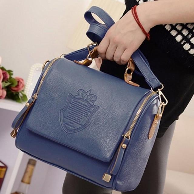 Bags for Women 2018 New Collection PU Leather Crown Shoulders Doulber Zipper Messenger Bag Elegant Ladies Evening Party Bag-Blue-JadeMoghul Inc.