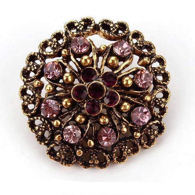 Baiduqiandu Antique Gold Color Plated Crystal Rhinestones Diamante Vintage Flower Brooch Pins for Women in Assorted Designs-5379-JadeMoghul Inc.
