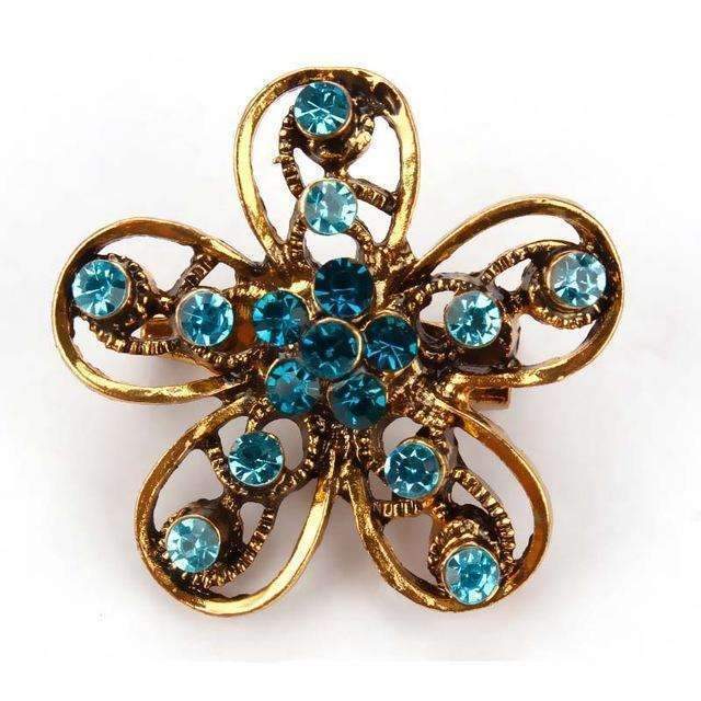 Baiduqiandu Antique Gold Color Plated Crystal Rhinestones Diamante Vintage Flower Brooch Pins for Women in Assorted Designs-5437-JadeMoghul Inc.