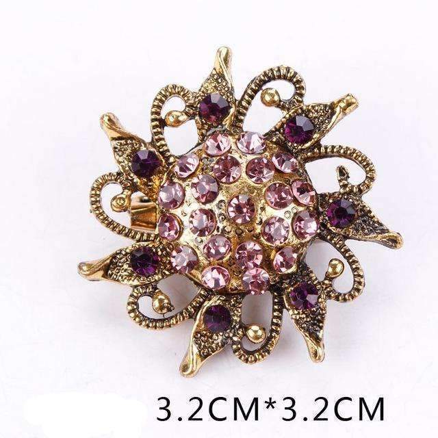 Baiduqiandu Antique Gold Color Plated Crystal Rhinestones Diamante Vintage Flower Brooch Pins for Women in Assorted Designs-5458-JadeMoghul Inc.