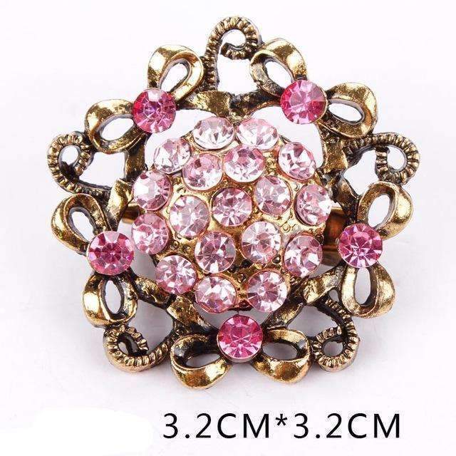 Baiduqiandu Antique Gold Color Plated Crystal Rhinestones Diamante Vintage Flower Brooch Pins for Women in Assorted Designs-5471-JadeMoghul Inc.
