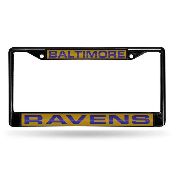 Cadillac License Plate Frame Baltimore Ravens Black Laser Chrome Frame