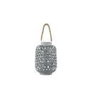 Bamboo Round Lantern with Criss Cross Cutouts and Hemp Rope Handle, Gray-Home Accent-Gray-Bamboo-JadeMoghul Inc.