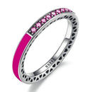 BAMOER 100% 925 Sterling Silver Radiant Hearts, Light Pink Enamel & Clear CZ Finger Ring Women Wedding Jewelry PA7603-6-PA7618-JadeMoghul Inc.
