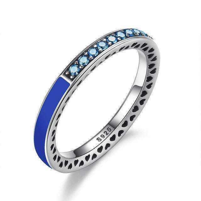 BAMOER 100% 925 Sterling Silver Radiant Hearts, Light Pink Enamel & Clear CZ Finger Ring Women Wedding Jewelry PA7603-6-PA7621-JadeMoghul Inc.