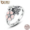 BAMOER 925 Sterling Silver Pink Flower Poetic Daisy Cherry Blossom Finger Ring for Women Engagement Fashion Jewelry SCR004-6-JadeMoghul Inc.