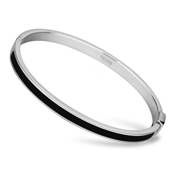 Bangle Bracelets TK741 Stainless Steel Bangle with Epoxy in Jet