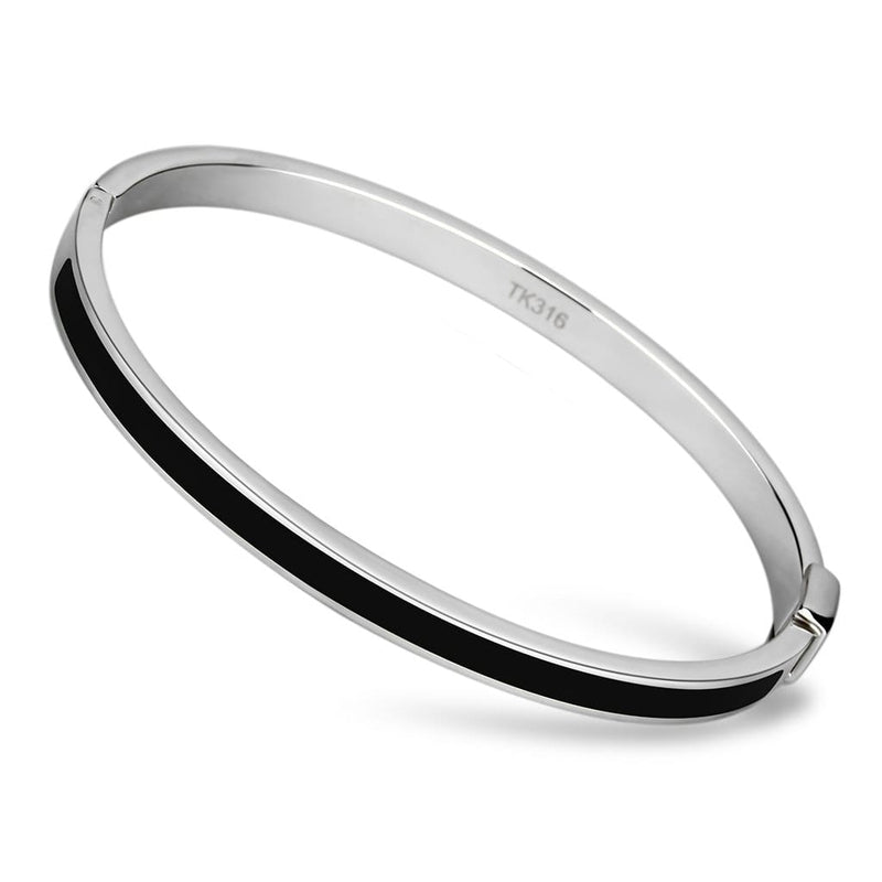 Bangle Bracelets TK741 Stainless Steel Bangle with Epoxy in Jet