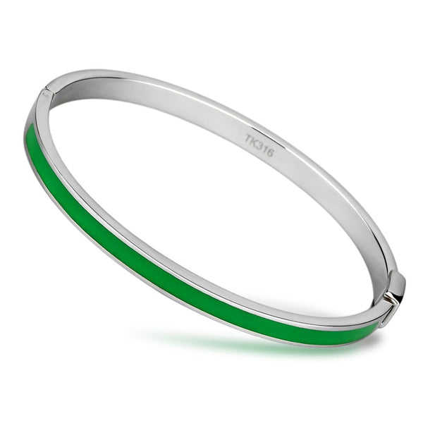 Bangle Bangle Bracelets TK745 Stainless Steel Bangle with Epoxy in Emerald Alamode Fashion Jewelry Outlet