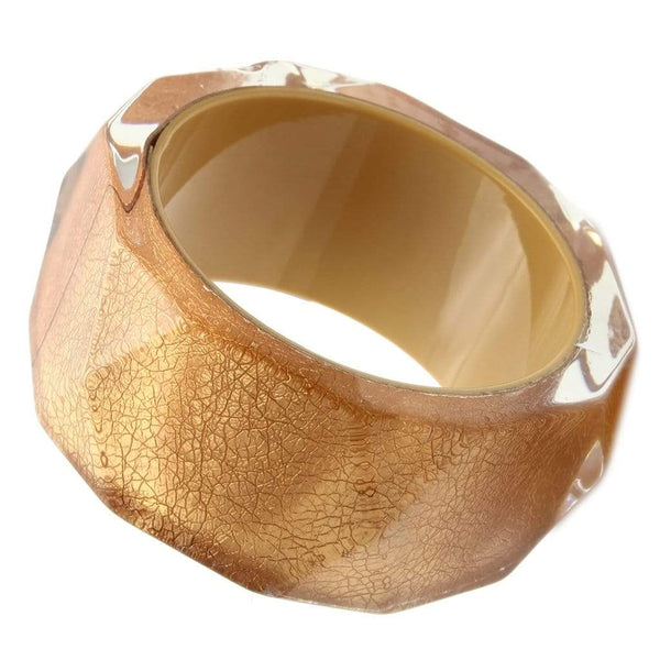 Bangle Bracelets VL027 Resin Bangle with Synthetic in Brown