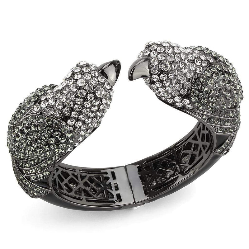 Bangle Charm Bracelets LO4333 Ruthenium Brass Bangle with Top Grade Crystal