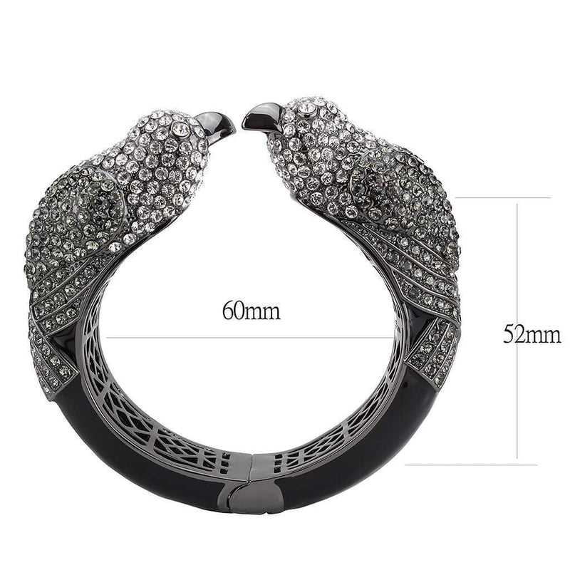 Bangle Charm Bracelets LO4333 Ruthenium Brass Bangle with Top Grade Crystal