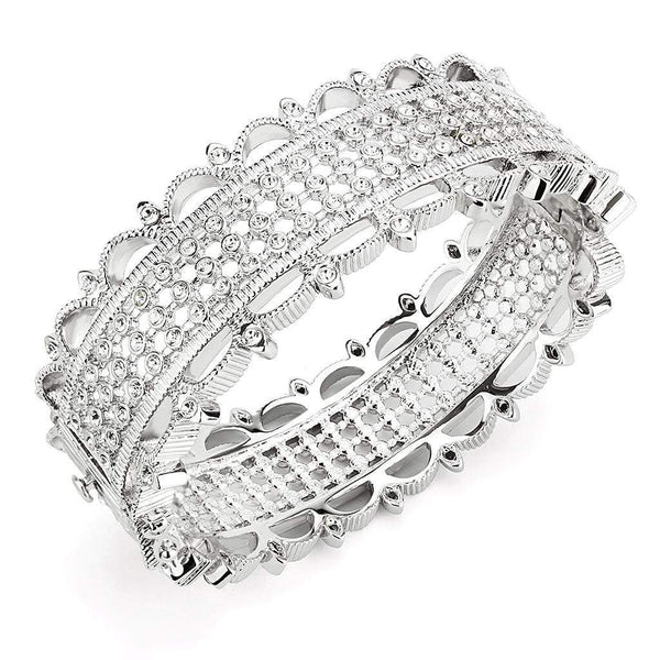 Bangle Charm Bracelets LO4346 Rhodium Brass Bangle with Top Grade Crystal