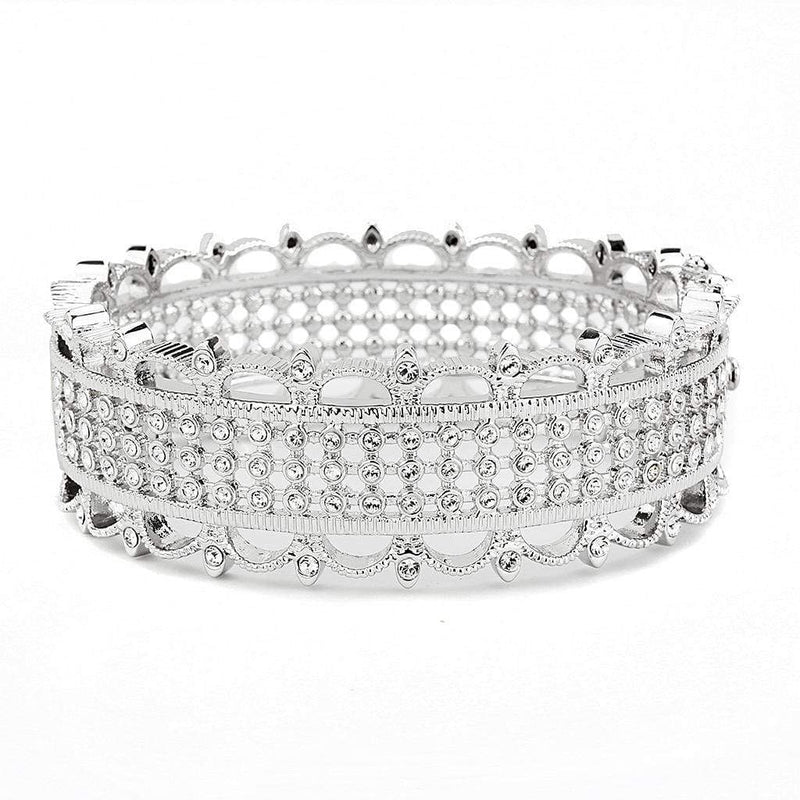 Bangle Charm Bracelets LO4346 Rhodium Brass Bangle with Top Grade Crystal