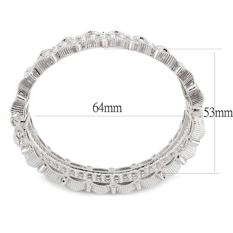 Bangle Charm Bracelets LO4346 Rhodium Brass Bangle with Top Grade Crystal