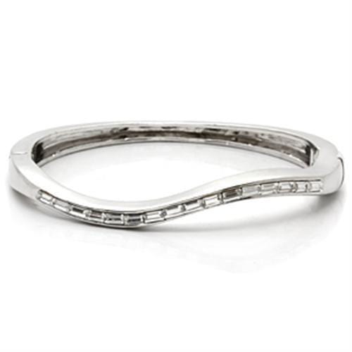 Bangle Charm Bracelets LO850 Imitation Rhodium Brass Bangle with Crystal