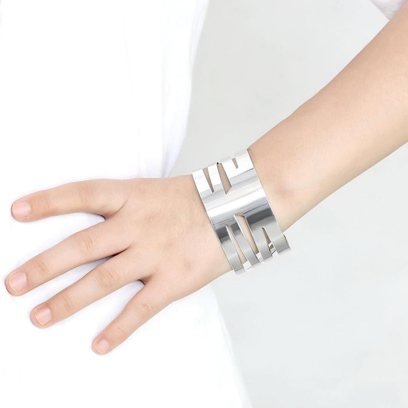 Bangles LO4659 Matte Rhodium & Rhodium Stainless Steel Bangle