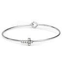 Charm Bangle LO3266 Rhodium Brass Bangle with Top Grade Crystal