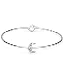 Charm Bangle LO3269 Rhodium Brass Bangle with Top Grade Crystal