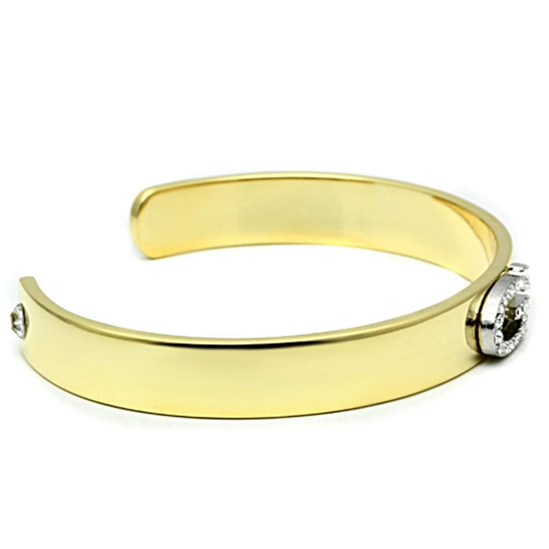 Gold Bangle Bracelet LO2576 Gold+Rhodium White Metal Bangle with Crystal