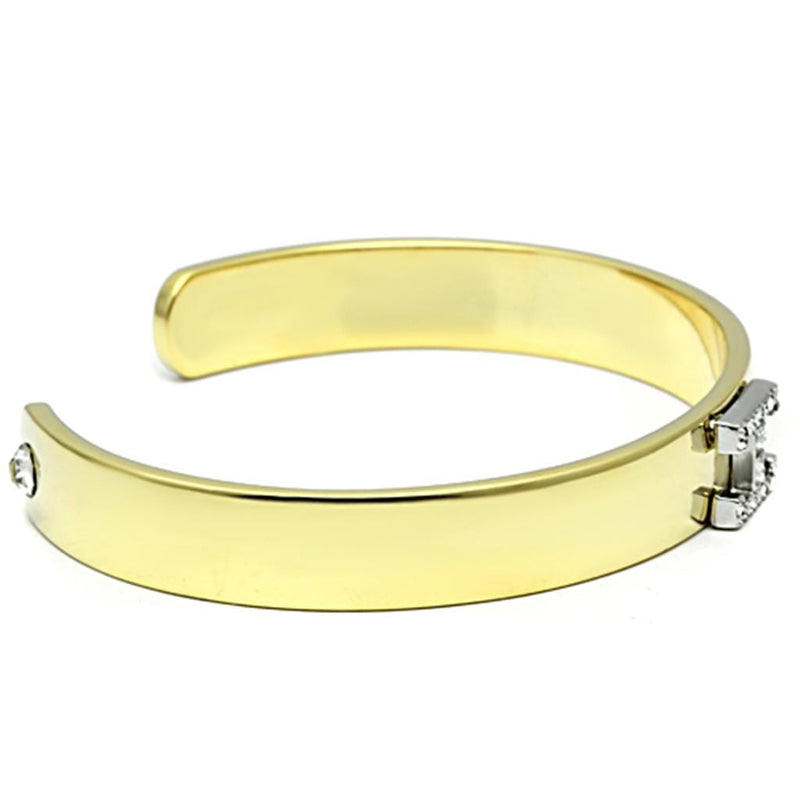 Gold Bangle Bracelet LO2578 Gold+Rhodium White Metal Bangle with Crystal