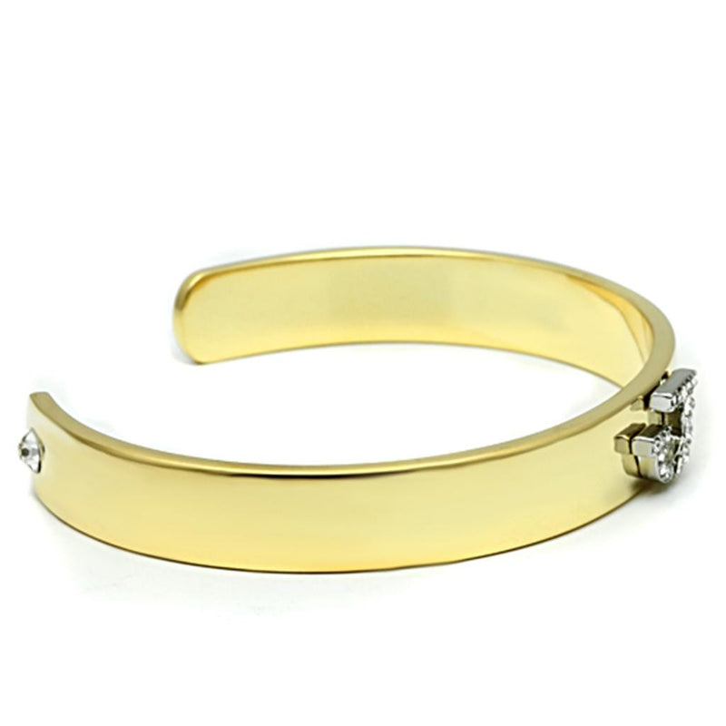 Gold Bangle Bracelet LO2579 Gold+Rhodium White Metal Bangle with Crystal