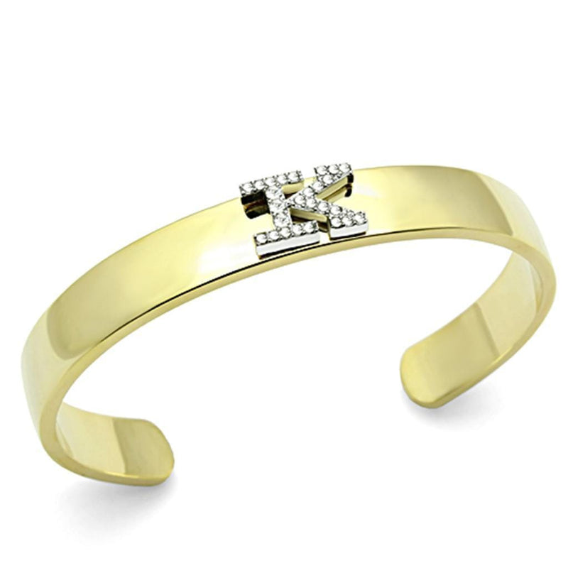 Gold Bangle Bracelet LO2580 Gold+Rhodium White Metal Bangle with Crystal