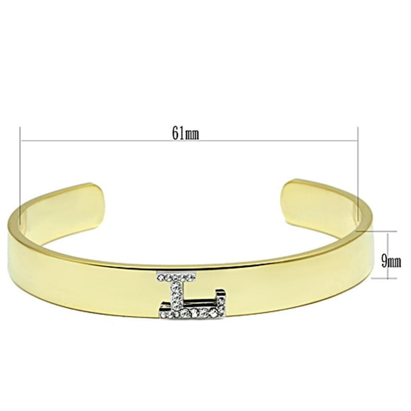 Gold Bangle Bracelet LO2581 Gold+Rhodium White Metal Bangle with Crystal