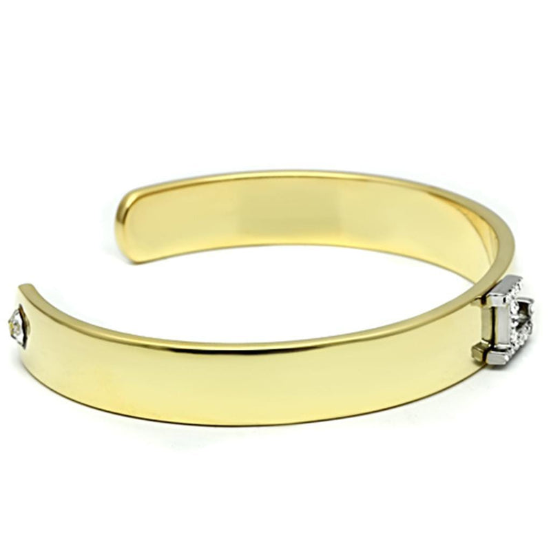 Gold Bangle Bracelet LO2581 Gold+Rhodium White Metal Bangle with Crystal