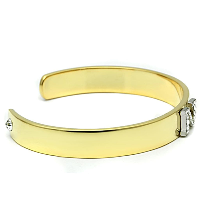 Gold Bangle Bracelet LO2583 Gold+Rhodium White Metal Bangle with Crystal