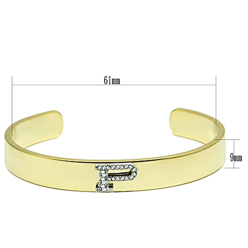 Gold Bangle Bracelet LO2585 Gold+Rhodium White Metal Bangle with Crystal