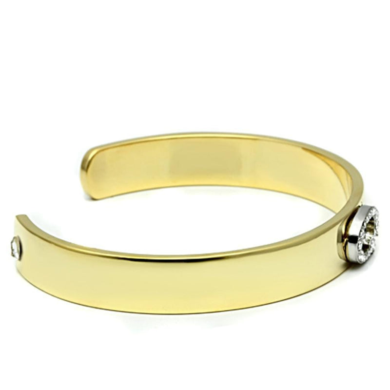 Gold Bangle Bracelet LO2586 Gold+Rhodium White Metal Bangle with Crystal