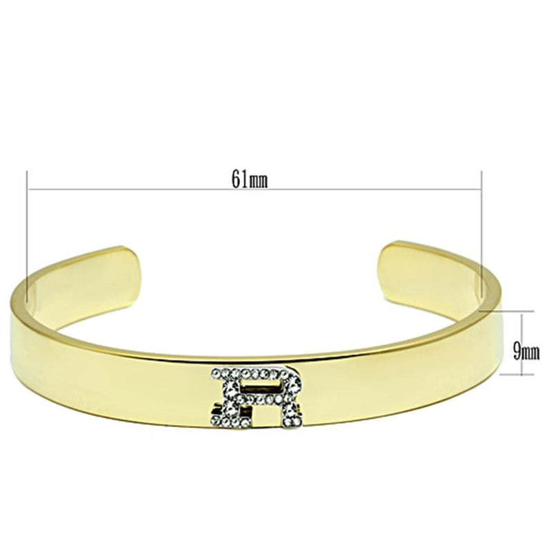 Gold Bangle Bracelet LO2587 Gold+Rhodium White Metal Bangle with Crystal