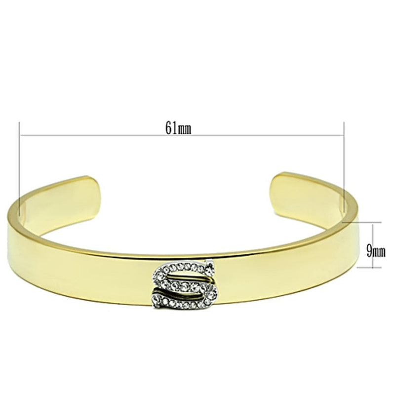 Gold Bangle Bracelet LO2588 Gold+Rhodium White Metal Bangle with Crystal