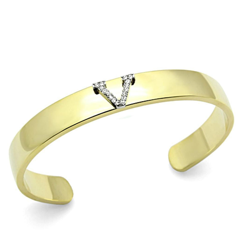 Gold Bangle Bracelet LO2591 Gold+Rhodium White Metal Bangle with Crystal